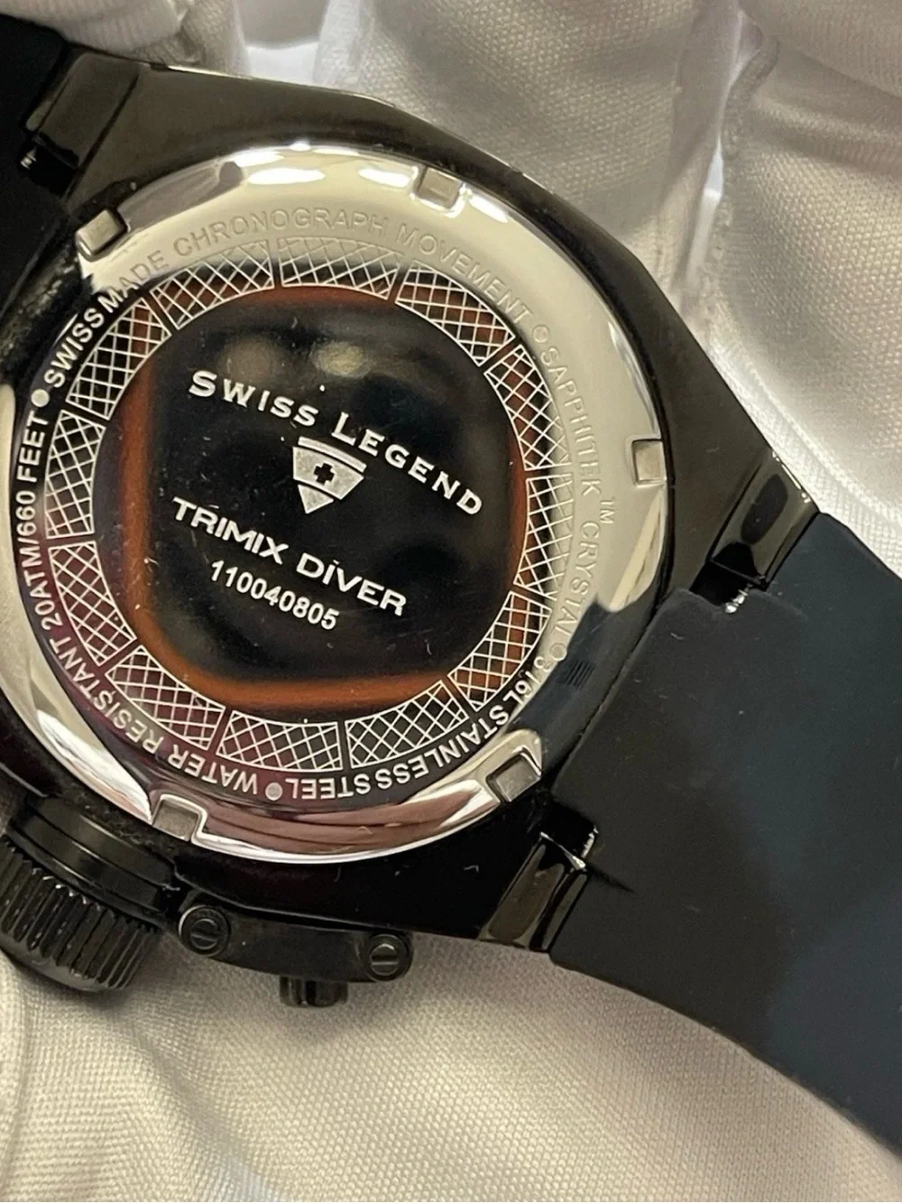 Swiss Legend Trimix Diver Men's Black Chronograph Watch 46mm 20ATM 660ft Date